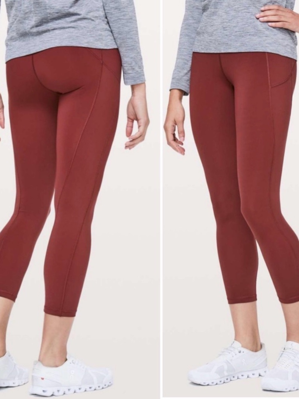 Lululemon Final Lap Crop *23" Savannah 6 Rust Red Pockets Gym Yoga
